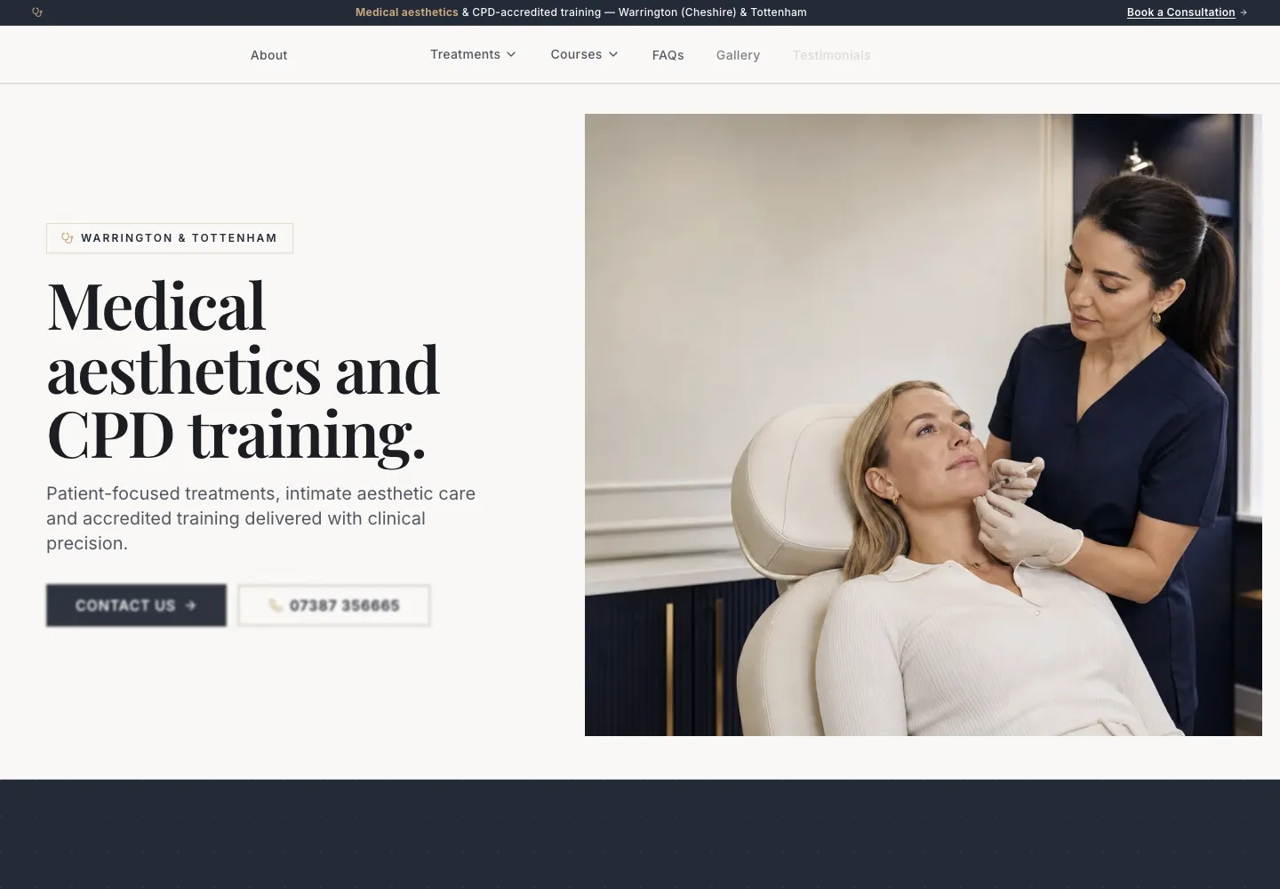 Screenshot of the Alula Aesthetics website